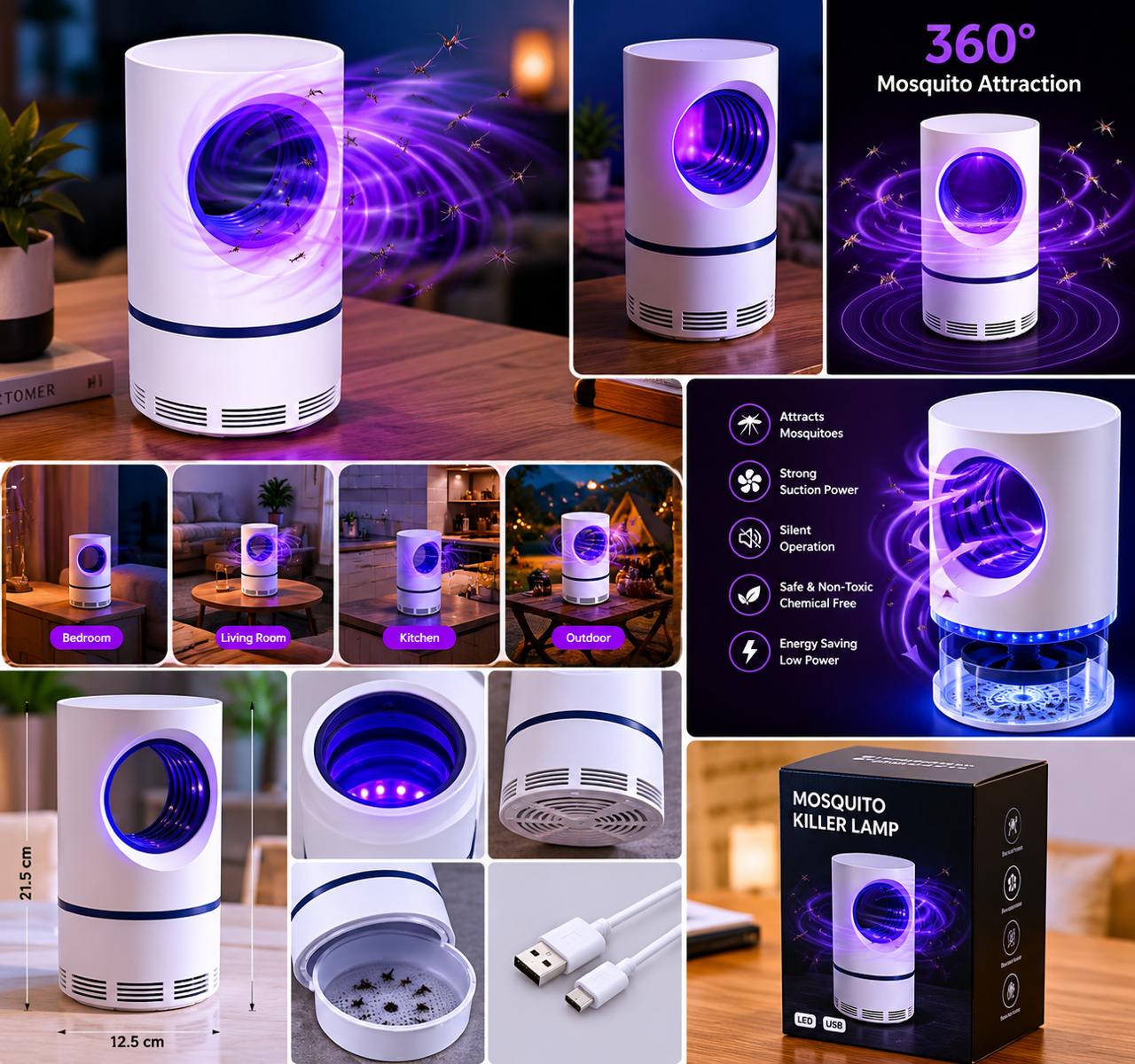 Mahin Electronic Led Mosquito Killer Machine Trap Lamp, Usb ( Pack of 2 )